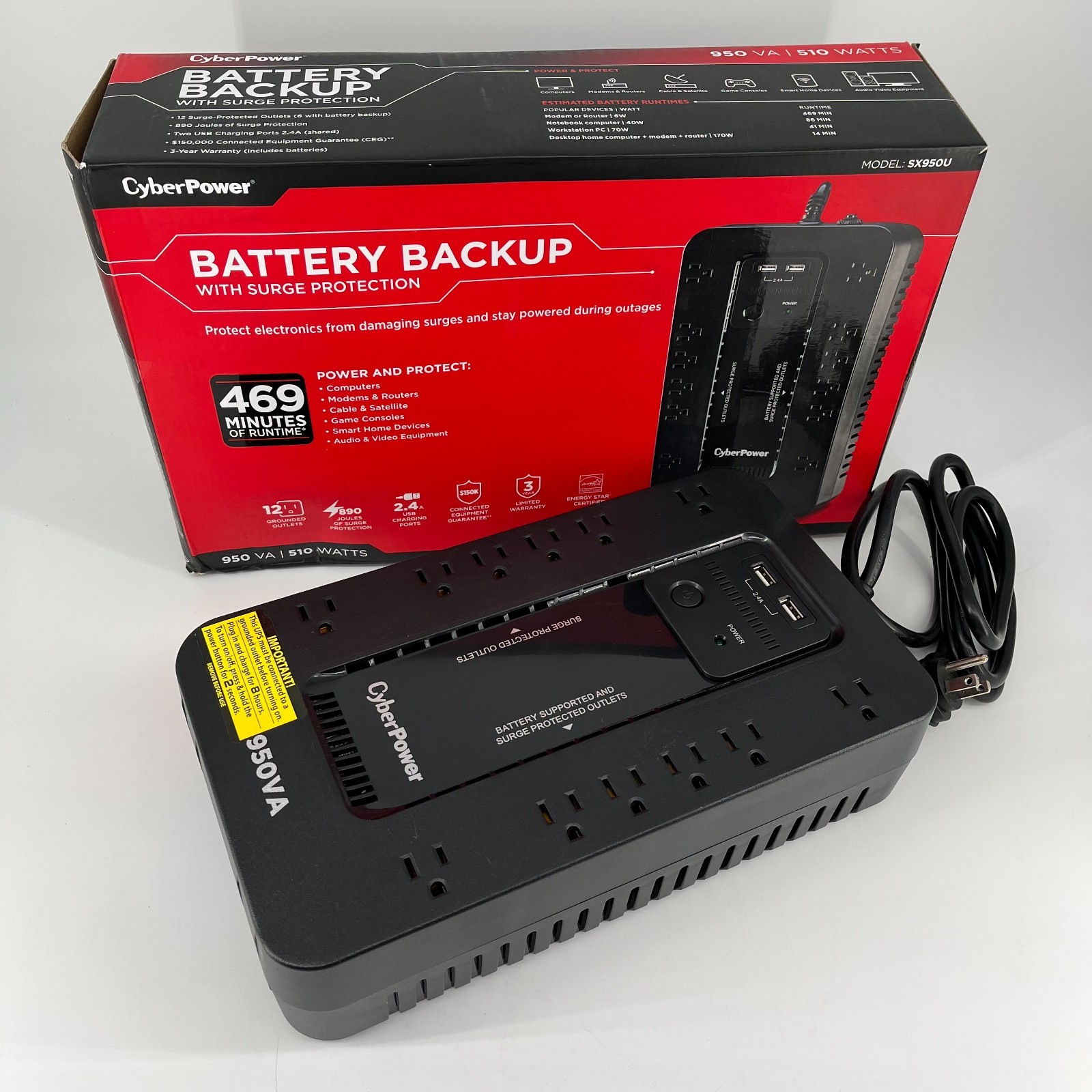 CyberPower SX950U 950VA  Battery Back-Up System