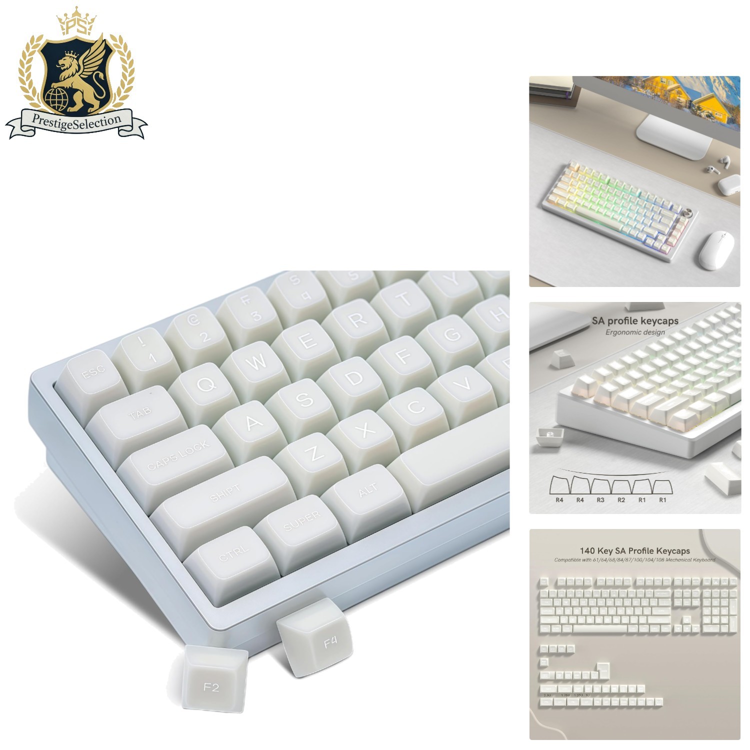 Translucent Pudding Keycaps - 140-Key SA Profile Set for Cherry MX Keyboards