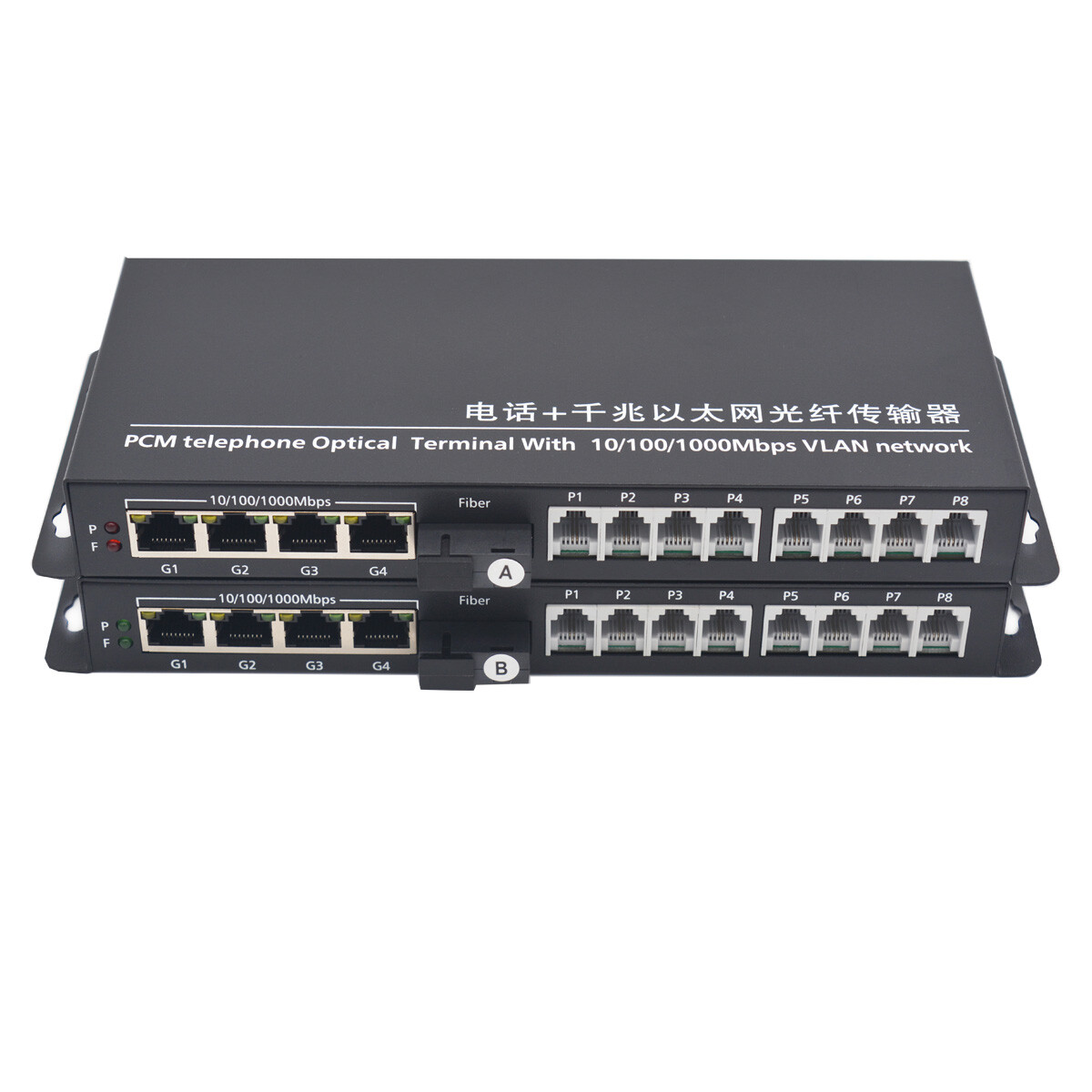 2/4/8 RJ11 POTS Telephone 4 Gigabit Ethernet SC over Fiber Optic Extender 1Kit 