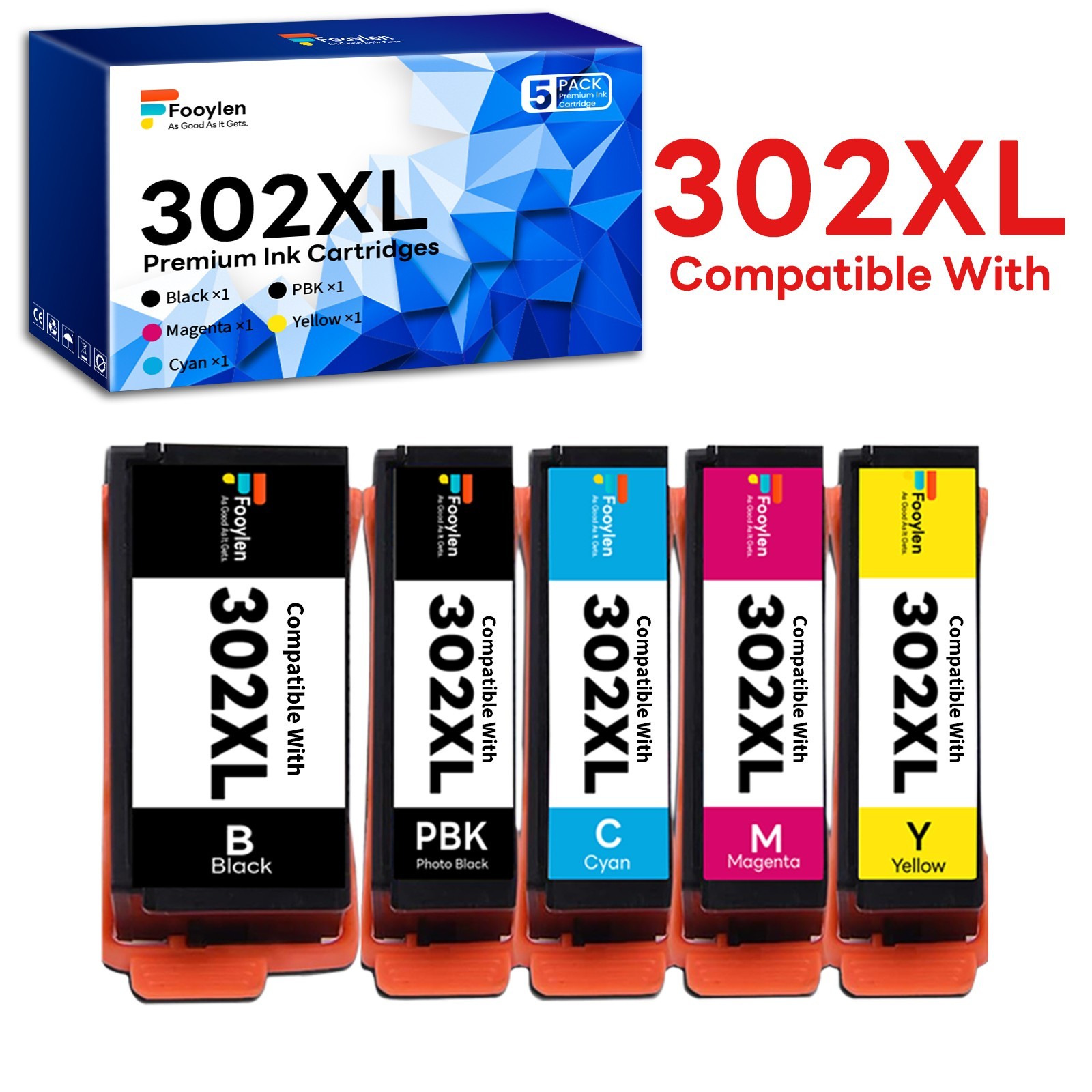 5x Compatible With 302XL Ink Cartridge For Epson Expression XP-6000 XP-6100