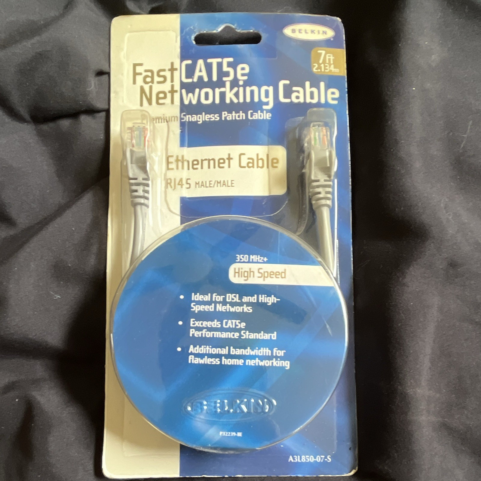 Belkin FastCAT5e Snagless CAT5e RJ45 Male/Male Ethernet Cable 7ft Gray