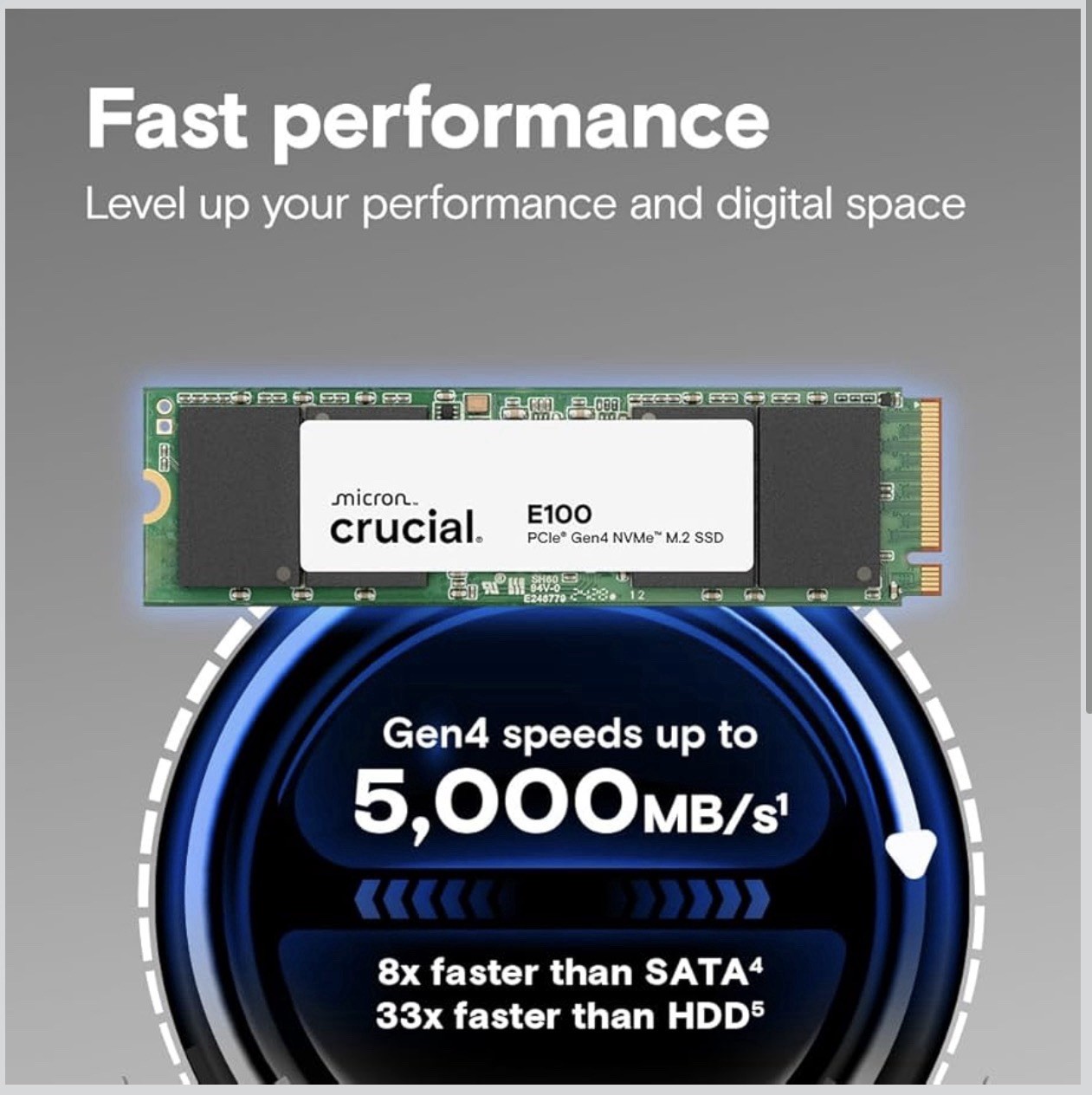 Micron Crucial E100 2 TB PCIe Gen4 NVMe 2280 M.2 SSD
