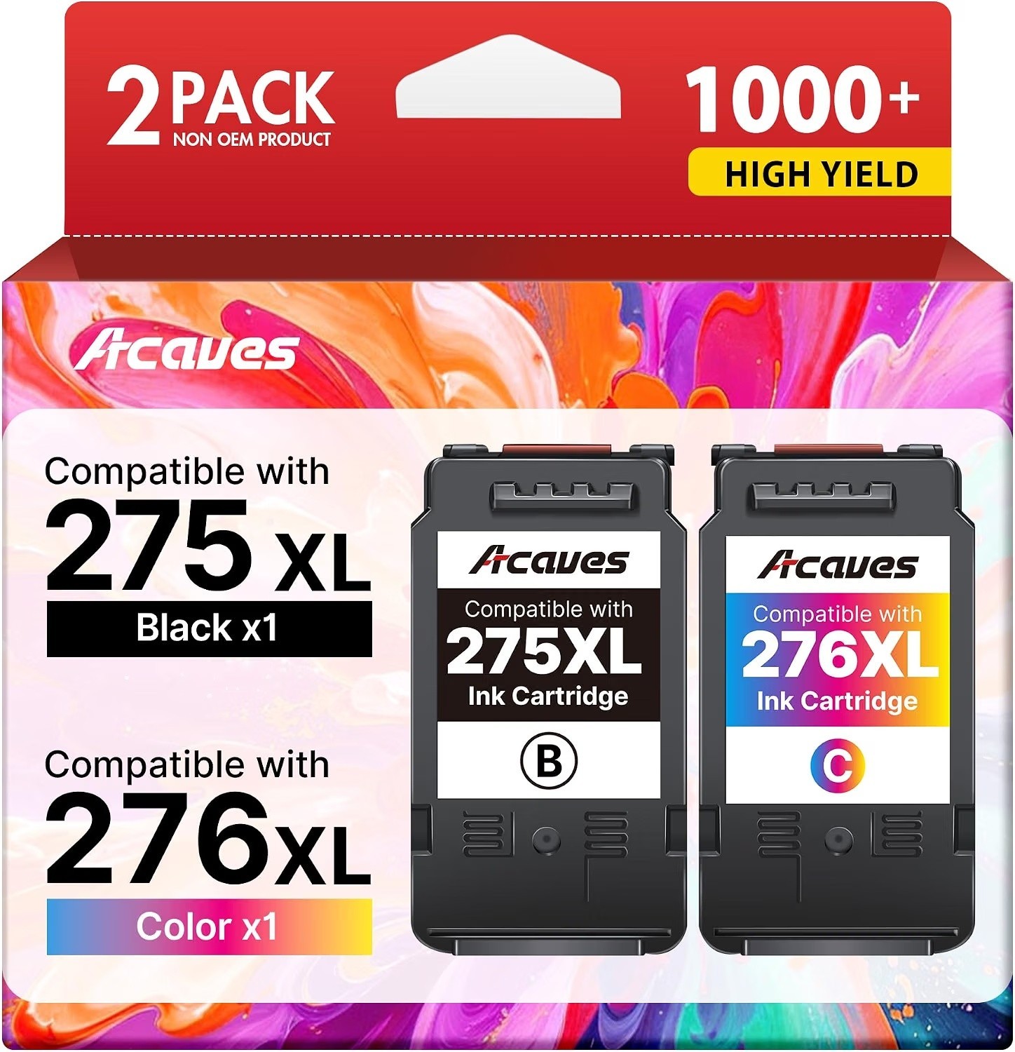 2PK PG-275XL CL-276XL Ink Cartridges for Canon TS3722 TS3522 TR4720 Printer Ink