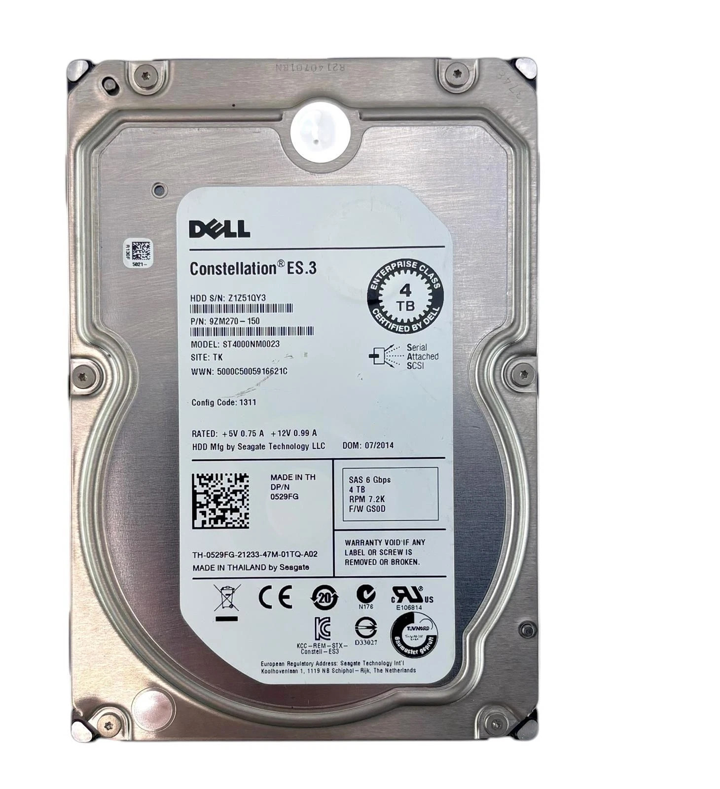 Dell Seagate Constellation ES.3 ST4000NM0023 4TB SAS 6Gbps 3.5" Enterprise HDD