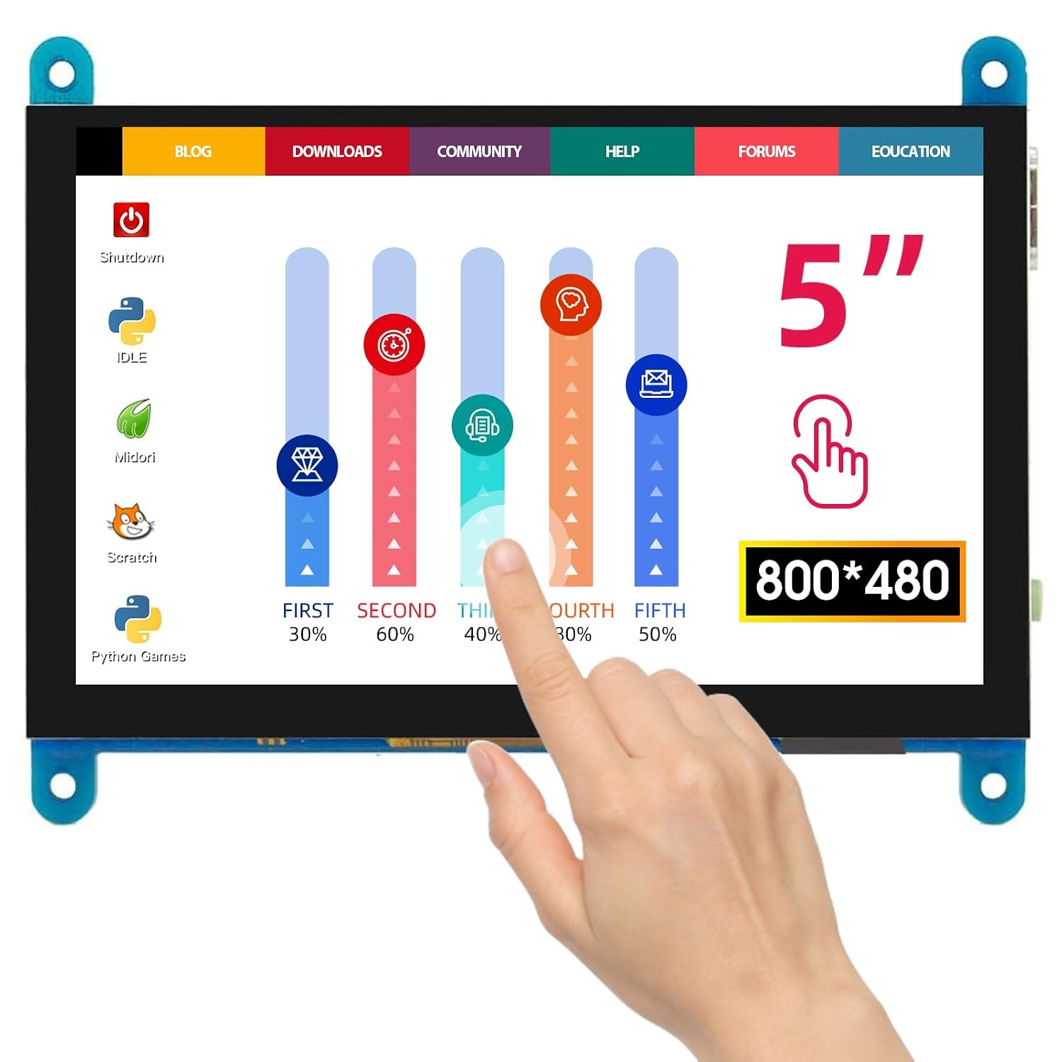 Raspberry Pi 5 Inch Touch Screen Monitor 800x480 LCD Display for Raspberry Pi