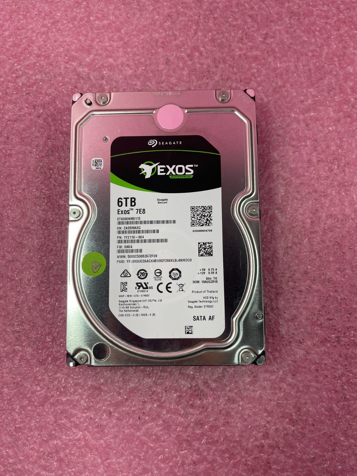 Strong-IT Seagate EXOS ST6000NM0115 6TB 6G SATA 7.2K 3.5 LFF HDD- Single Labeled