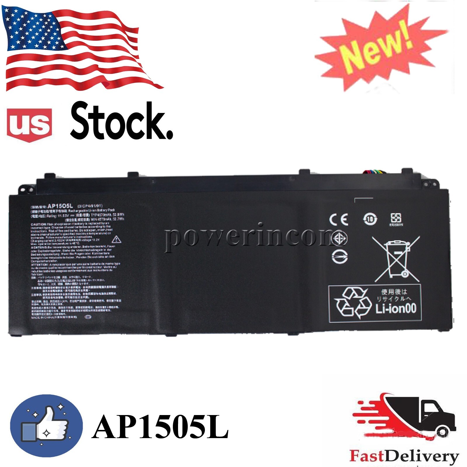 New AP15O5L AP1505L AP15O3K Battery for Acer Aspire S 13 S5-371 S5-371-52JR
