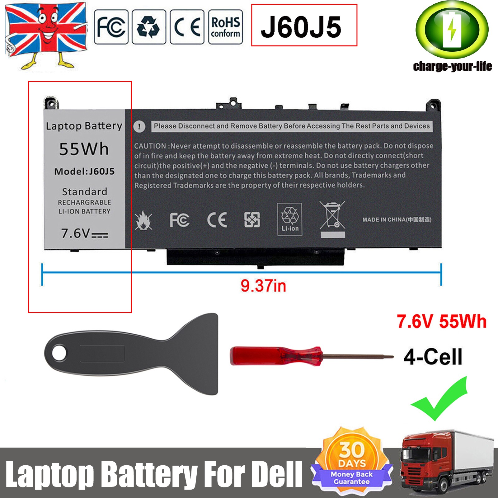 ✅J60J5/7CJRC Battery For Dell Latitude E7270 E7470 7470 7270 MC34Y 242WD 21X15