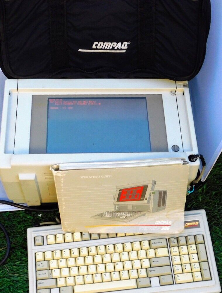 1987 Compaq 386 Portable Computer, Works, Original Manual, Carrying Case