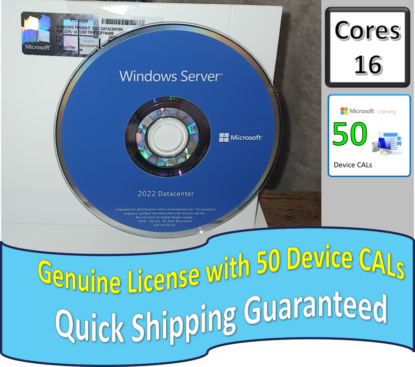 Microsoft Windows Server 2022 Datacenter - 16 Core with 50 Device CALs