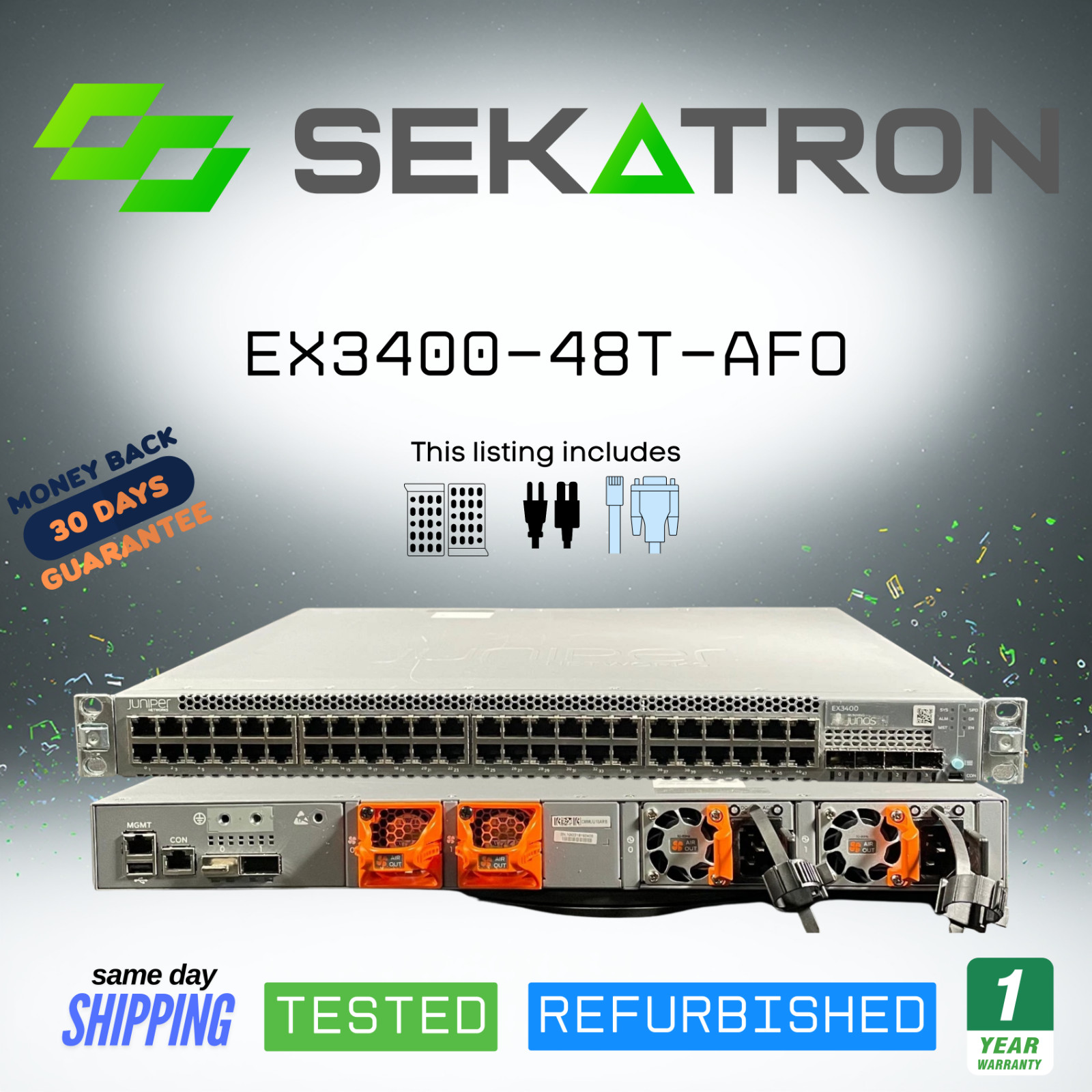 🔀 Juniper EX3400-48T-AFO 48-Port Gigabit Layer 3 Managed Switch ⚡FastShip