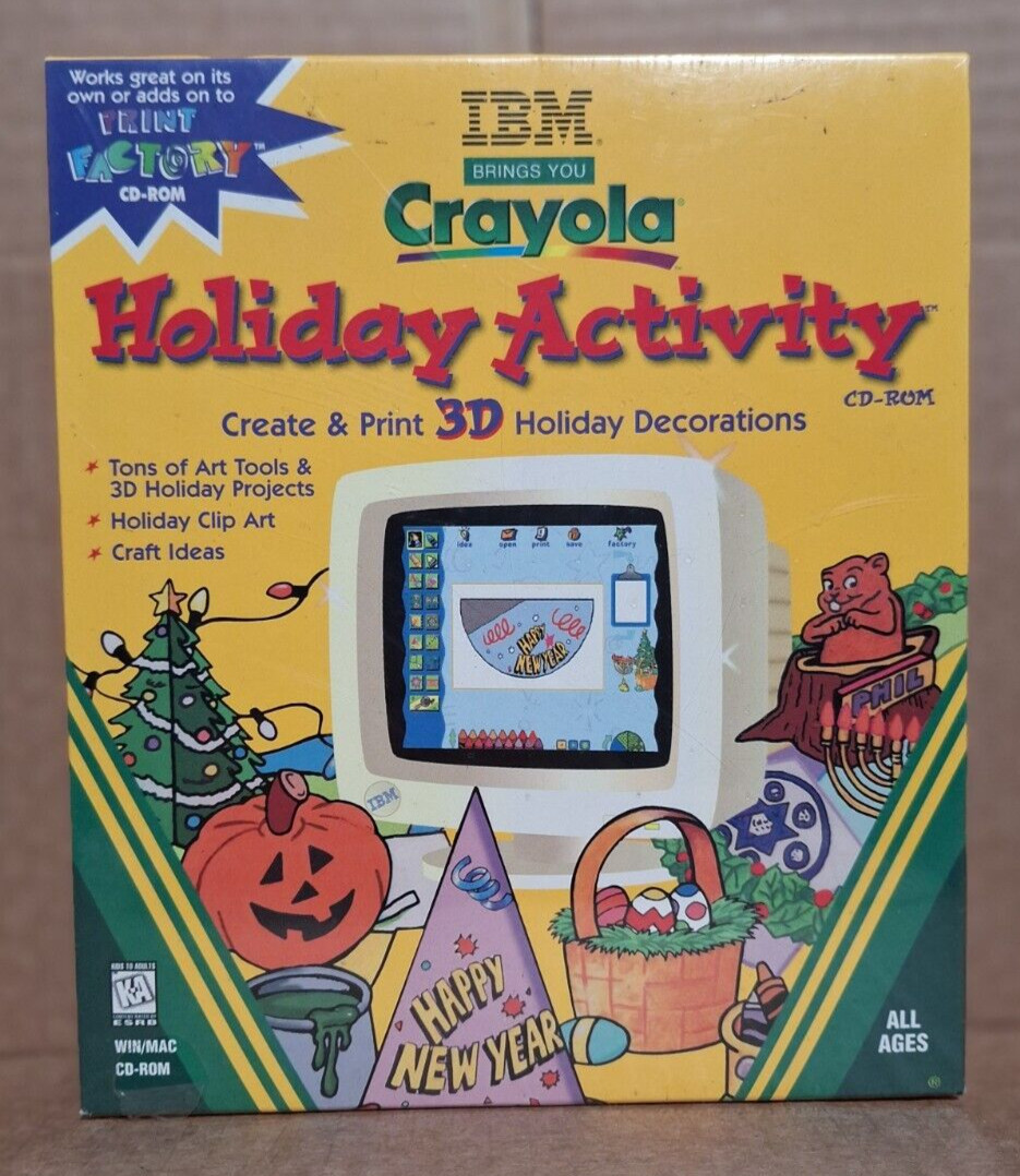 IBM's Crayola Holiday Activity (PC, 1997) - New / Sealed Big Box