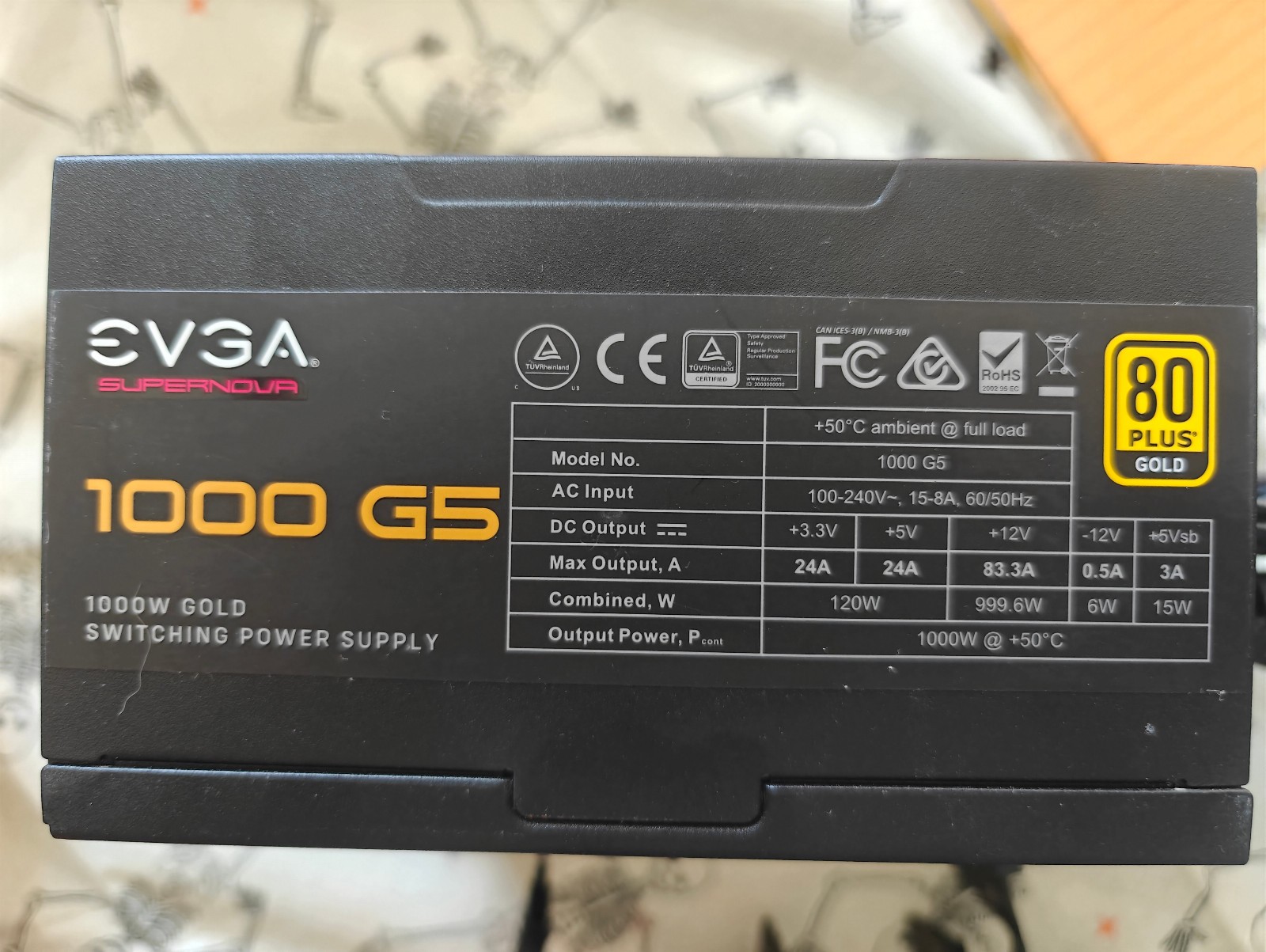 EVGA SuperNOVA 1000 G5 1000W 80+ Gold Modular ATX PSU 220-G5-1000 220-G5-1000