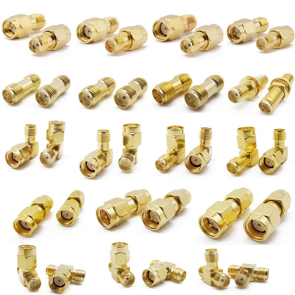 ALLiSHOP SMA Connectors Kit RPSMA Adapter Plug & Jack Straight & 90 Gold Plat...
