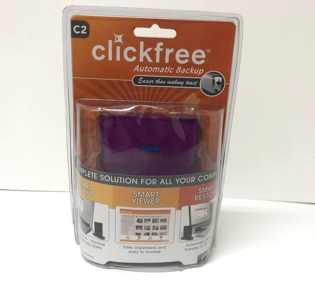 Purple Clickfree C2 320GB External Backup Hard Drive Automatic USB Plug & Play