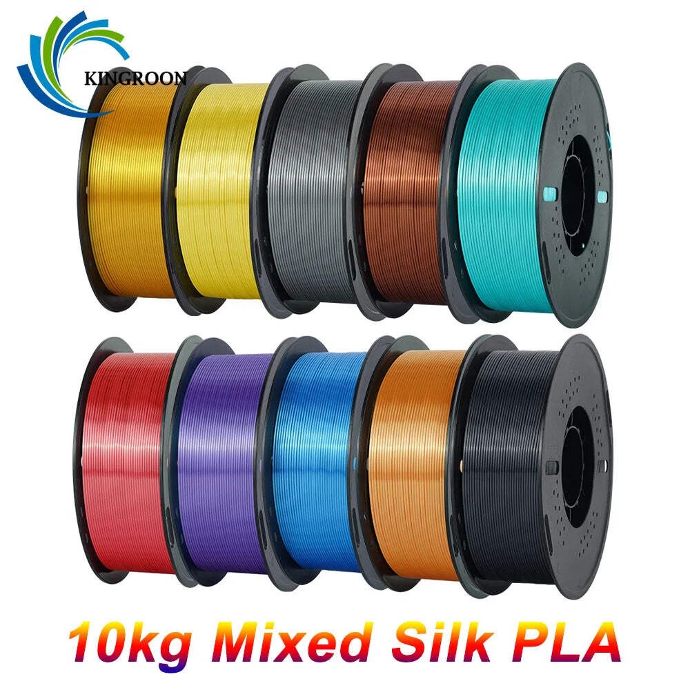 KINGROON 10KG Silk PLA Filament Mix-color Set 1.75mm Clog-Free Shiny Special Col