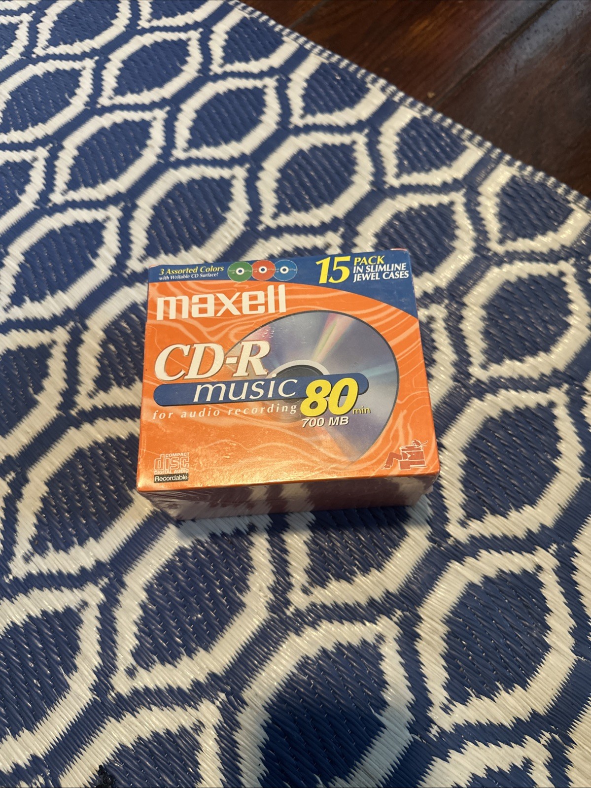 Maxell CD-R 15 Pack Music Disc 3 Colors Slim Jewel Cases 80 Minute New Sealed