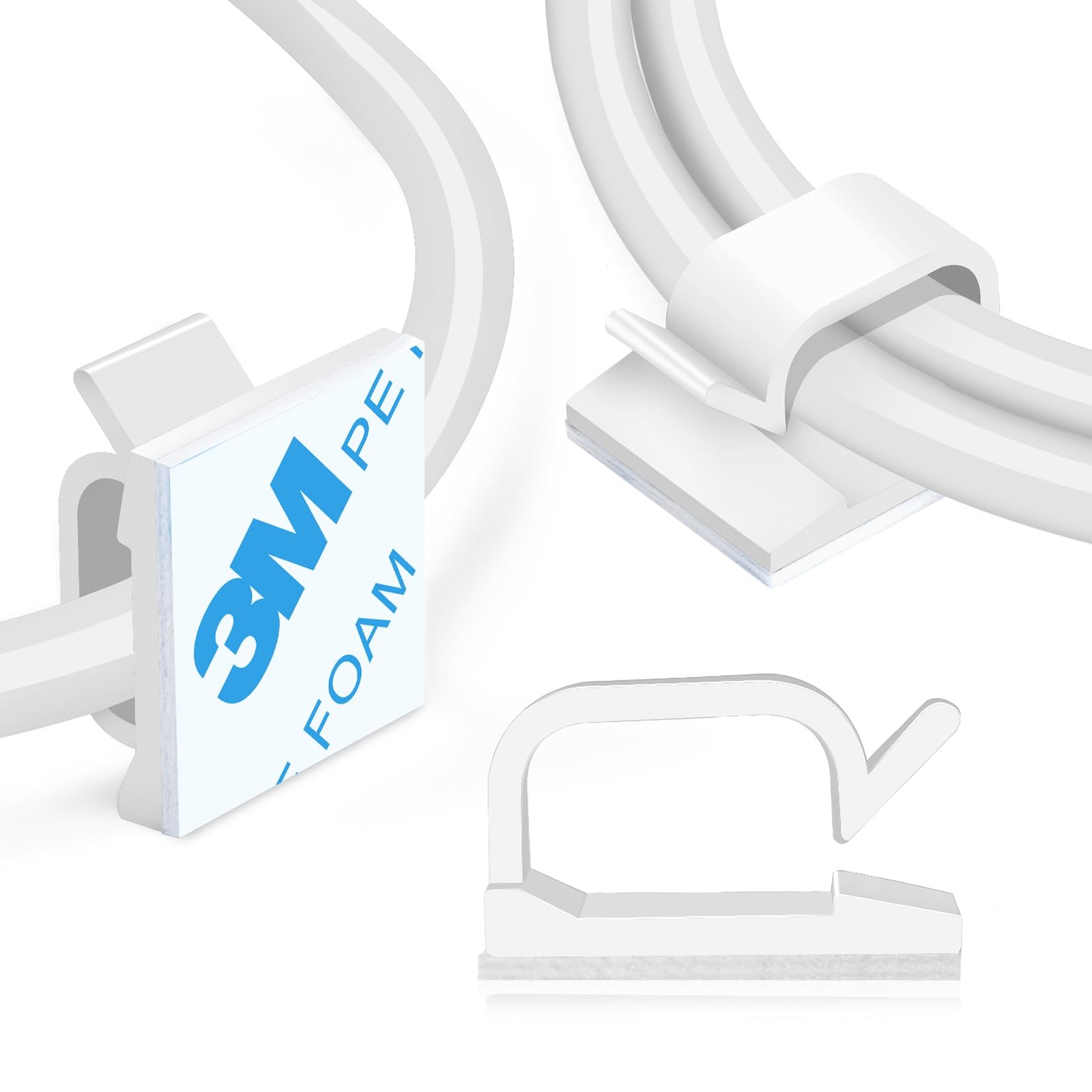 Adhesive Cable Clips 120 Pcs, Wire Organizer for Desk, Car, Wall, TV, Ethernet