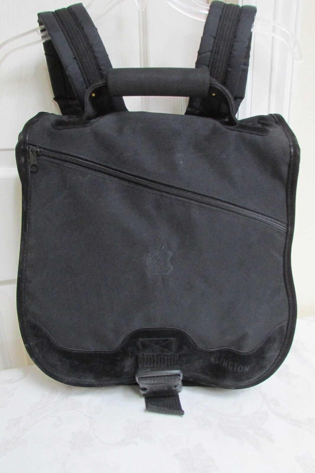 Kensington Apple Logo Black Backpack Saddlebag Bag With Black Apple Logo