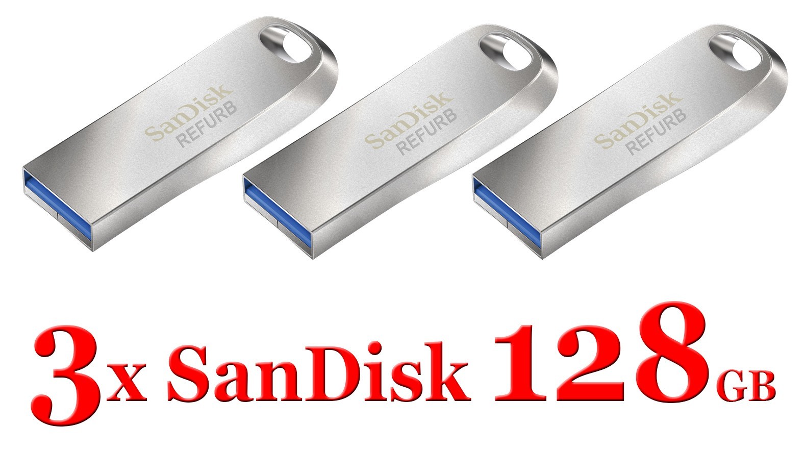 3x SanDisk Ultra Luxe USB 3.1 128GB - Metal Flash USB Drive SDCZ74-128G 150MBs