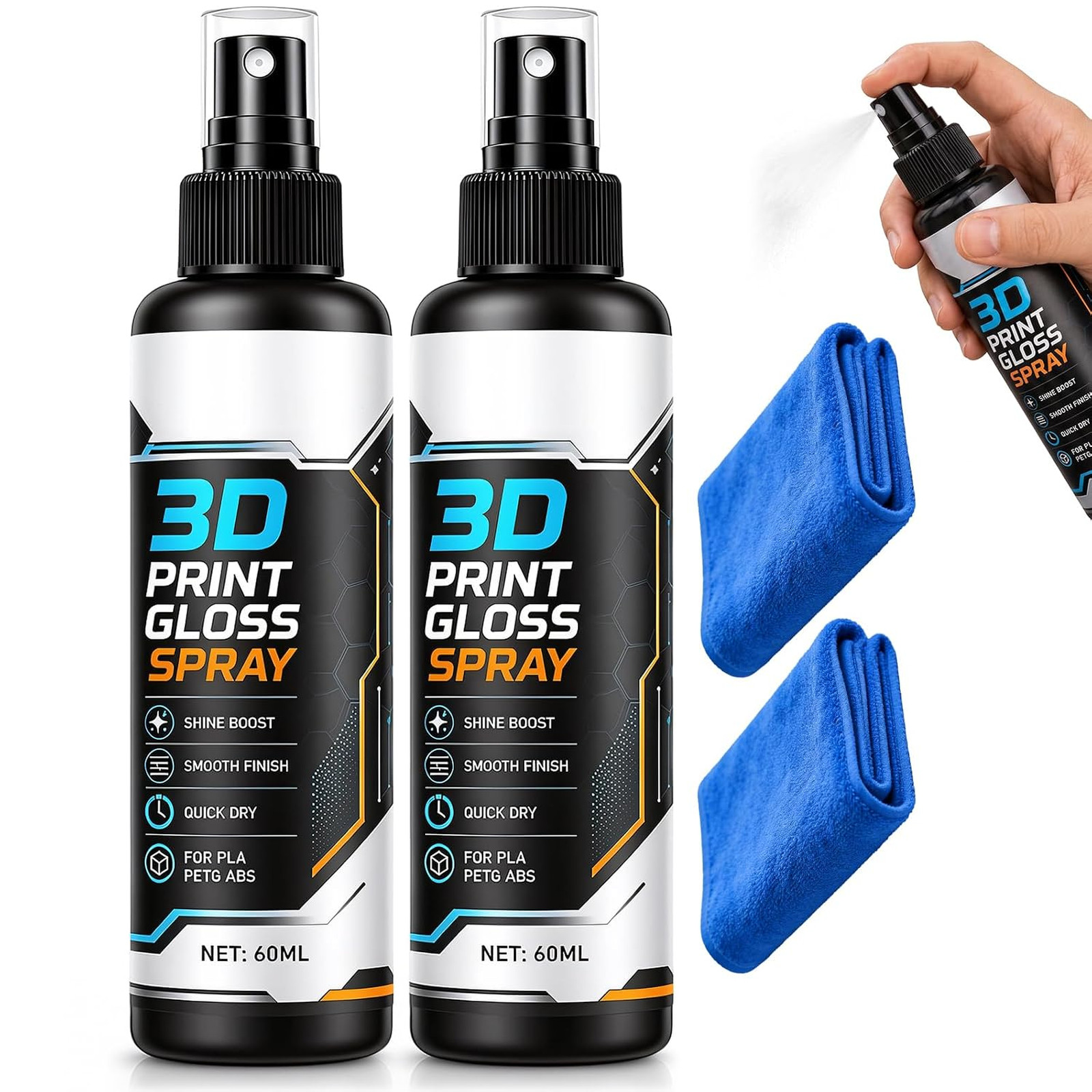 3D Printer Model Gloss Spray 60ml High Gloss Finish Layer Line Reducer 2 Pack