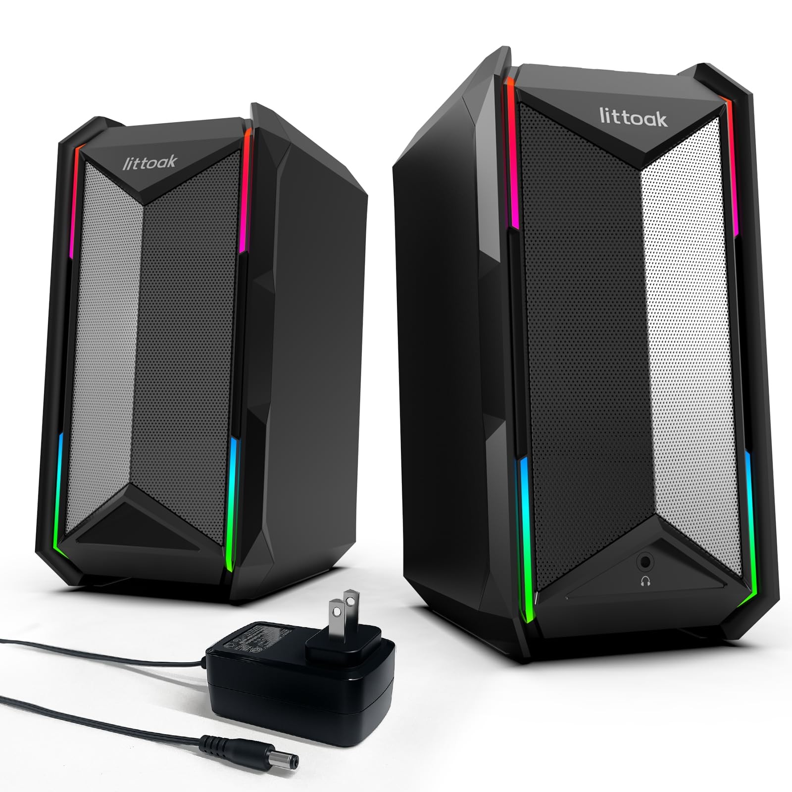 30W Computer Speakers Bluetooth 5.3 10 RGB Modes 3.5mm TypeC DC Adapter