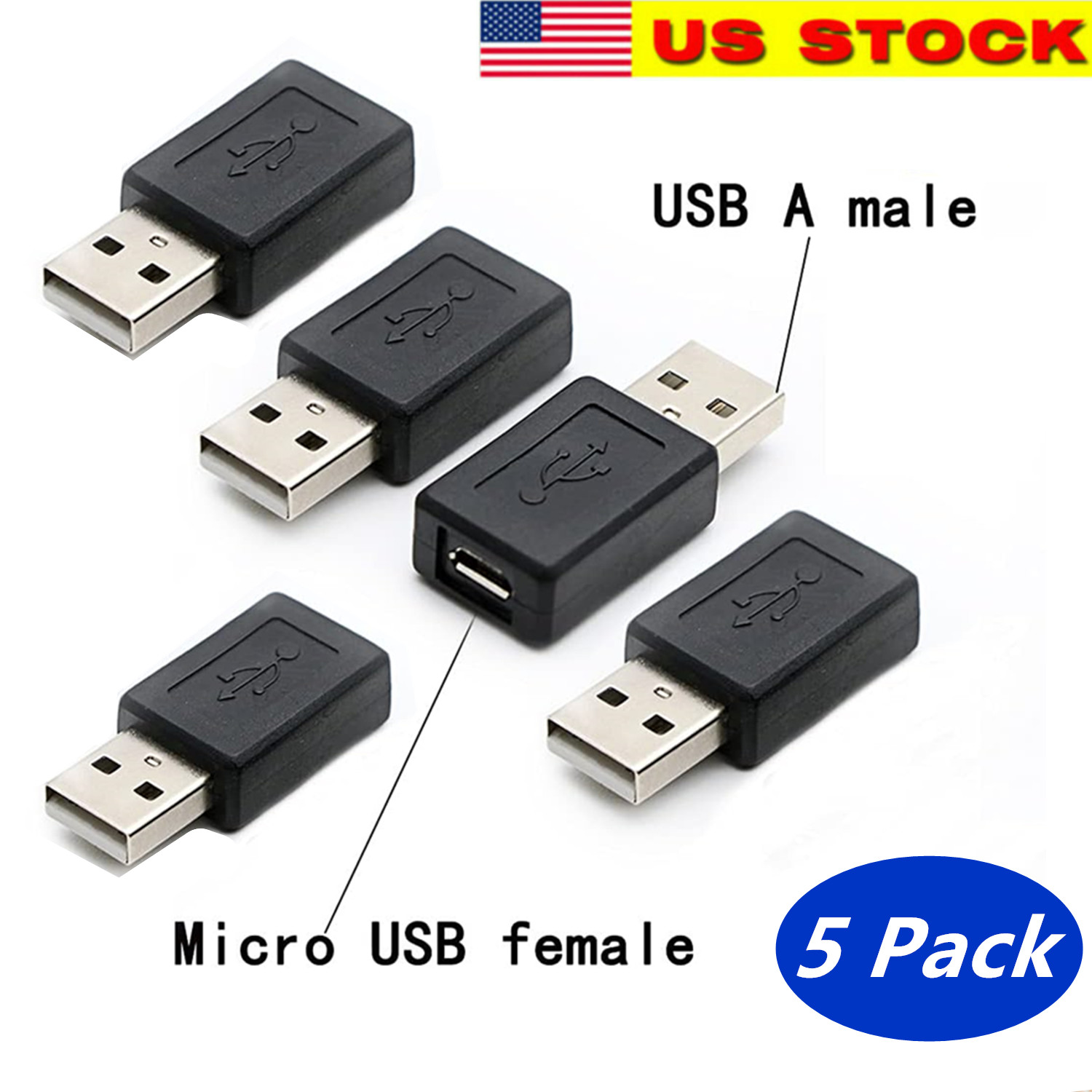 5x USB 2.0 A Type Male to 5 pin Micro USB B Type Female Cable Converter Adapter