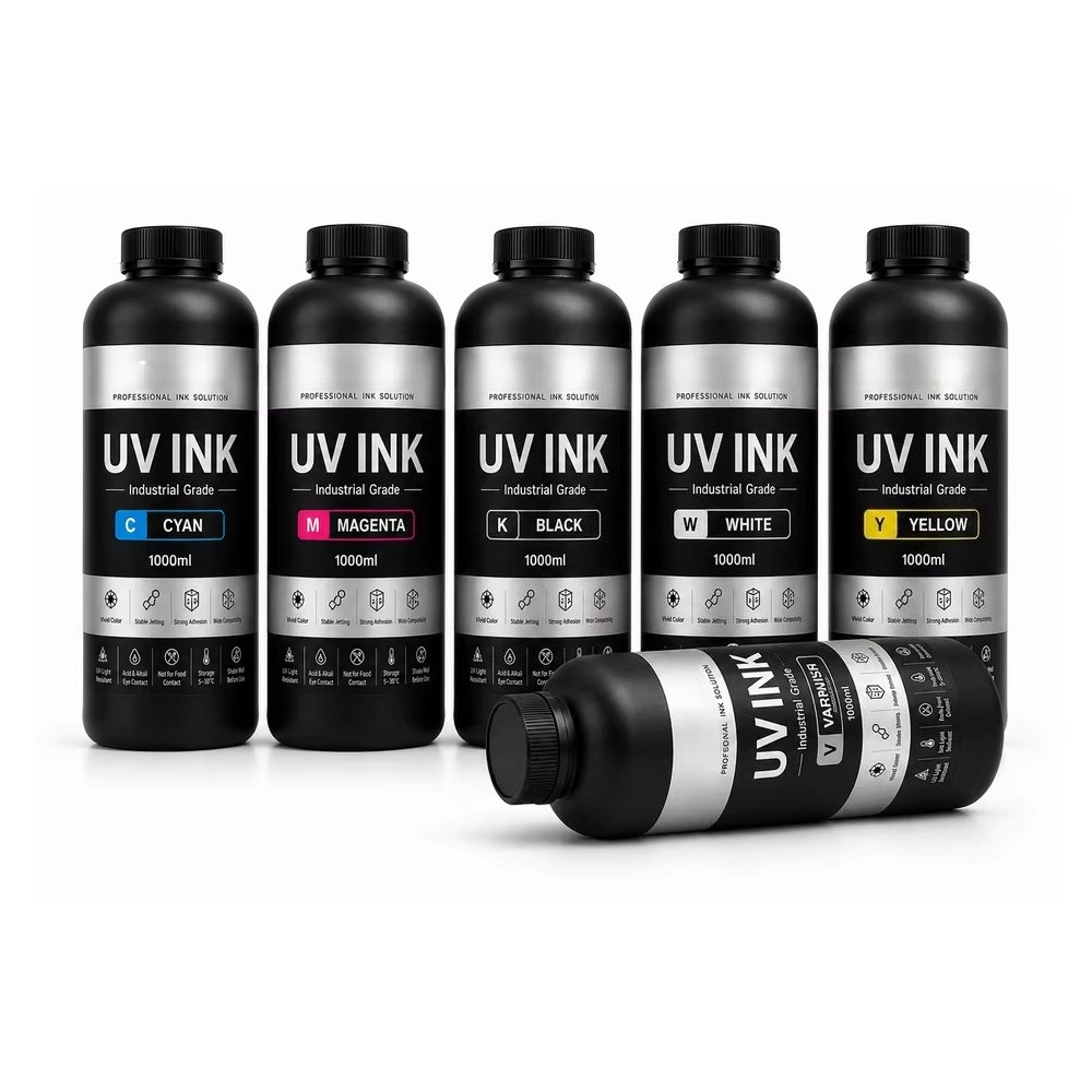 For Epson I3200-U1 XP600 DX5 Printers CMYKW Varnish LED UV Ink 6x500ML