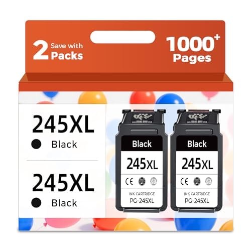 245XL Black Ink Cartridge Compatible for Canon 245 XL PG245 Black 2 Pack