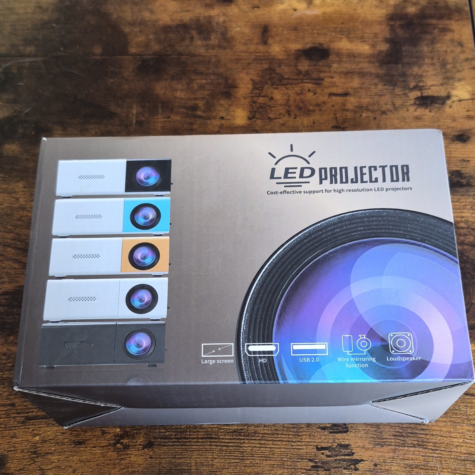 LED Desktop Projector w/ Built-In Speaker, USB Connectivity, White/Black