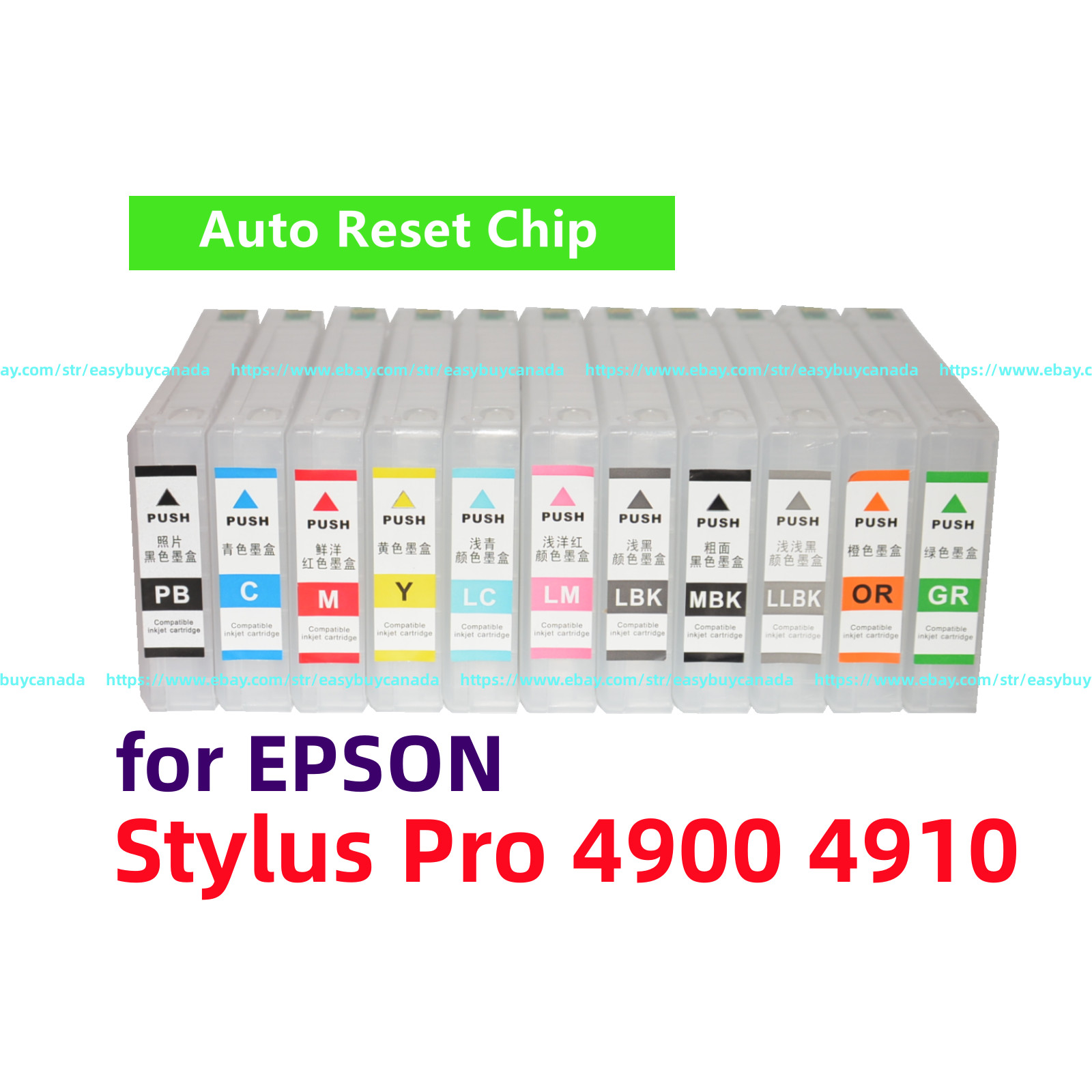 11 Empty Refillable Ink Cartridge for Stylus Pro 4900 4910 Printer T653 653 ARC*