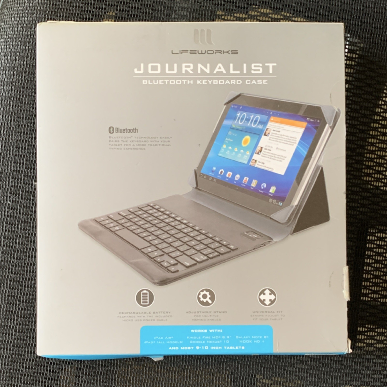 Lifeworks JOURNALIST Bluetooth Keyboard Folio Case, Universal Fit, 9-10" Tablets