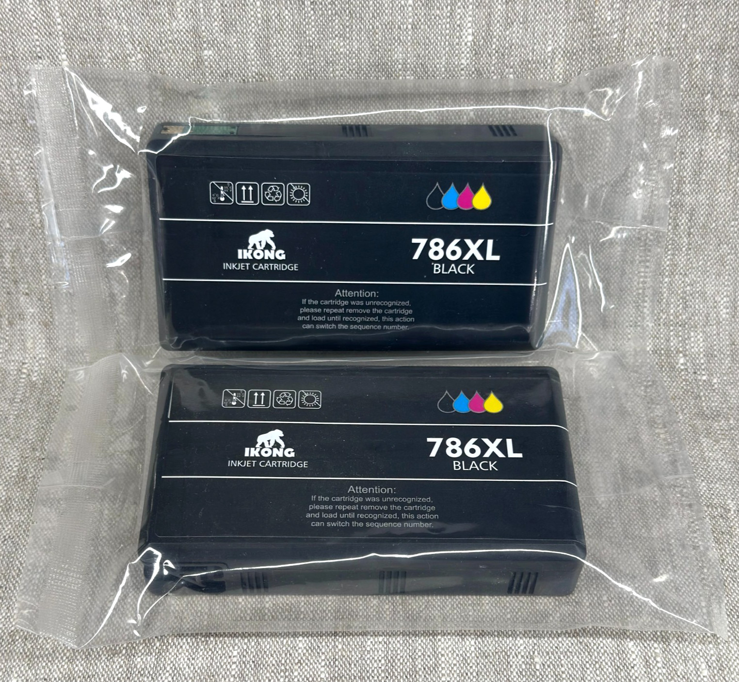 IKONG Printer Ink Cartridges Set 2 786XL Black Epson Replacement Sealed Lot New