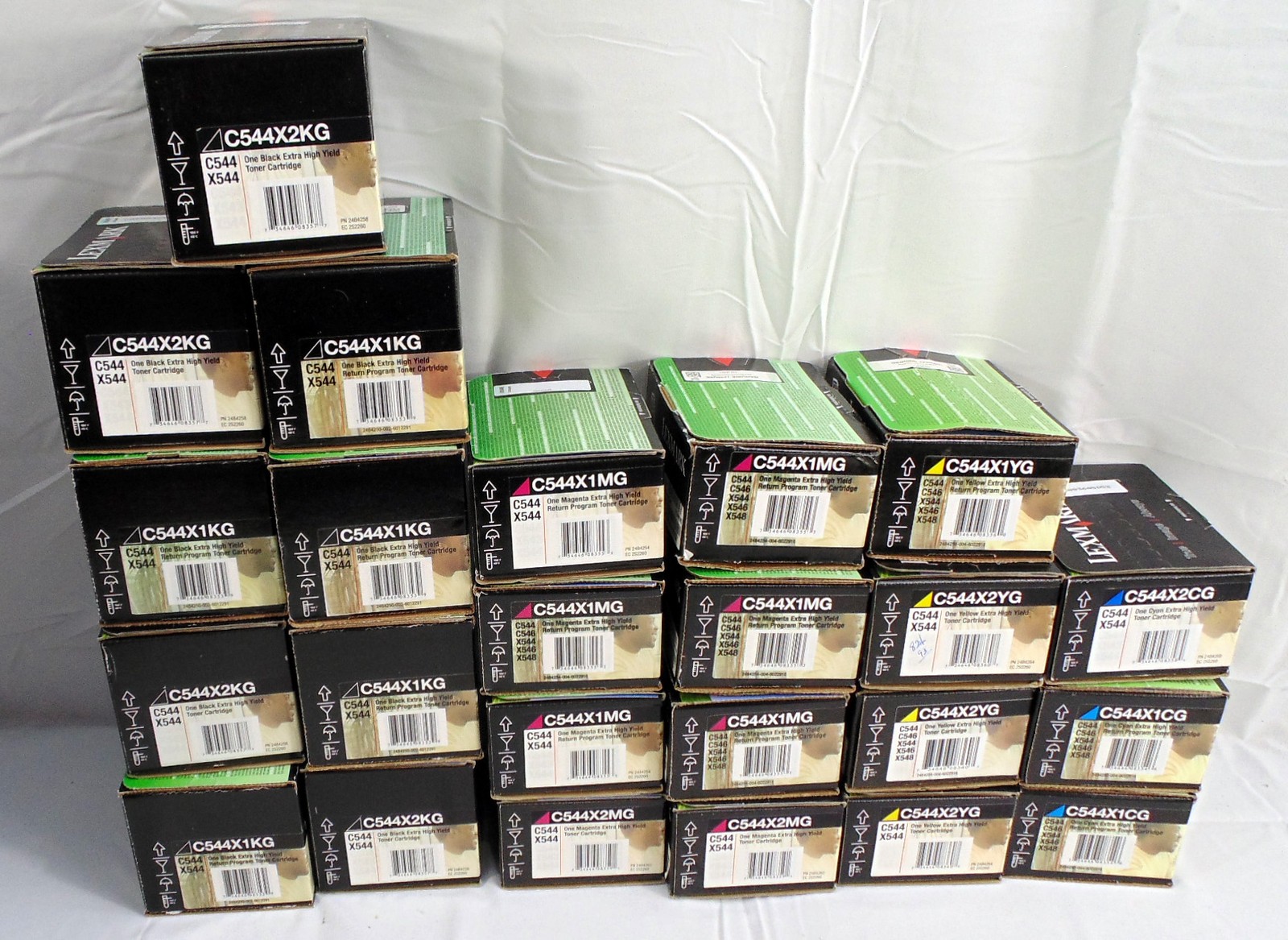 24 Lot Lexmark Toner Cartridges Black Magenta Yellow Cyan Extra High Yield  C544