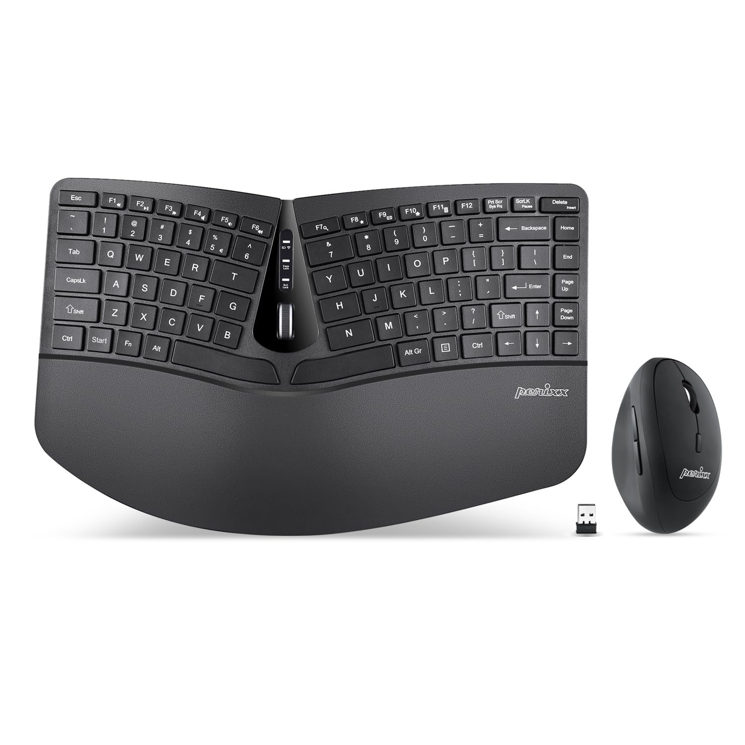 Perixx PERIDUO-606 Wireless Ergonomic Keyboard Vertical Mouse Combo Black