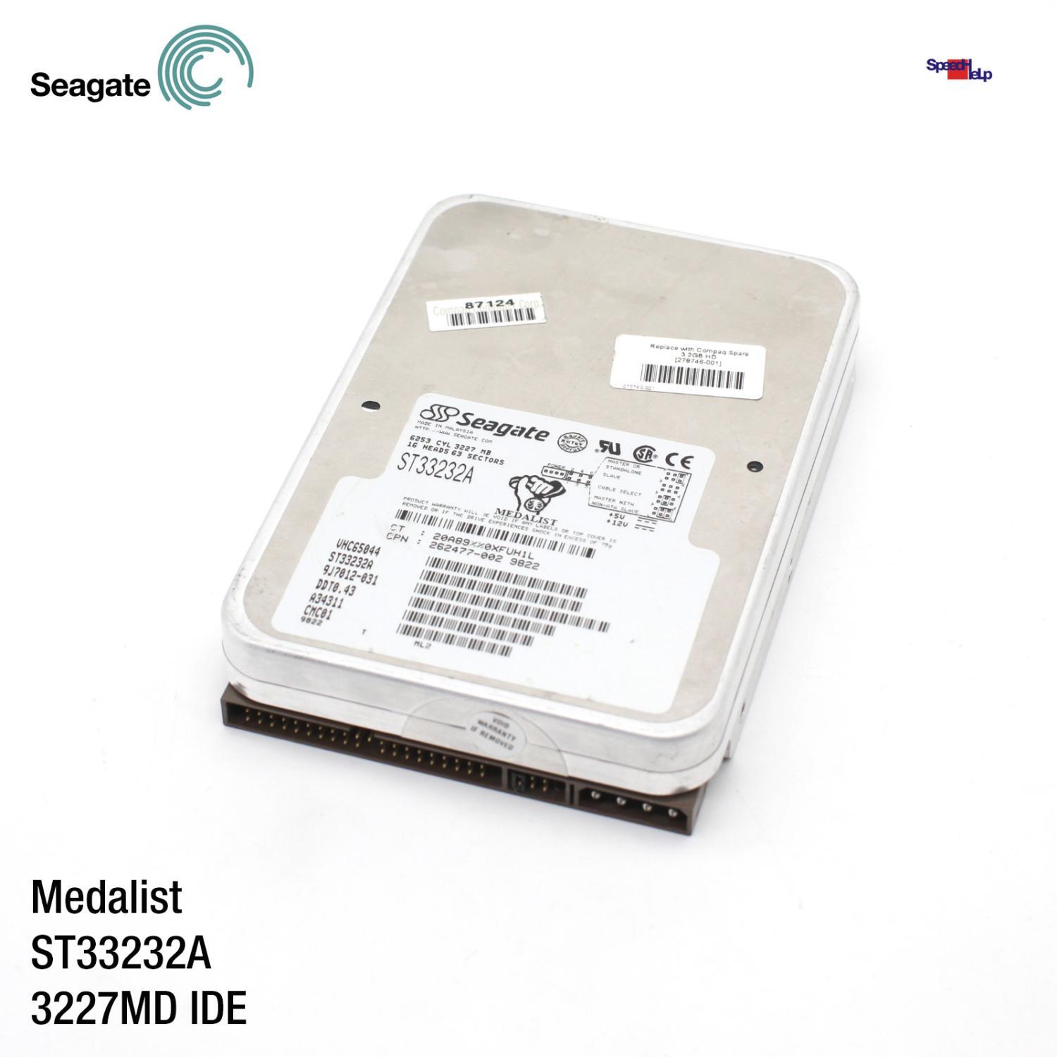 Ide Ata Hdd Seagate Medalist St33232a 3.2gb Hard Disk P/n: 9j7012-031