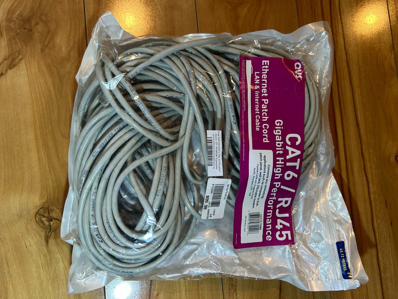 QVS CAT 6/RJ45 Gigabit High Performance Ethernet Patch Cord  150ft