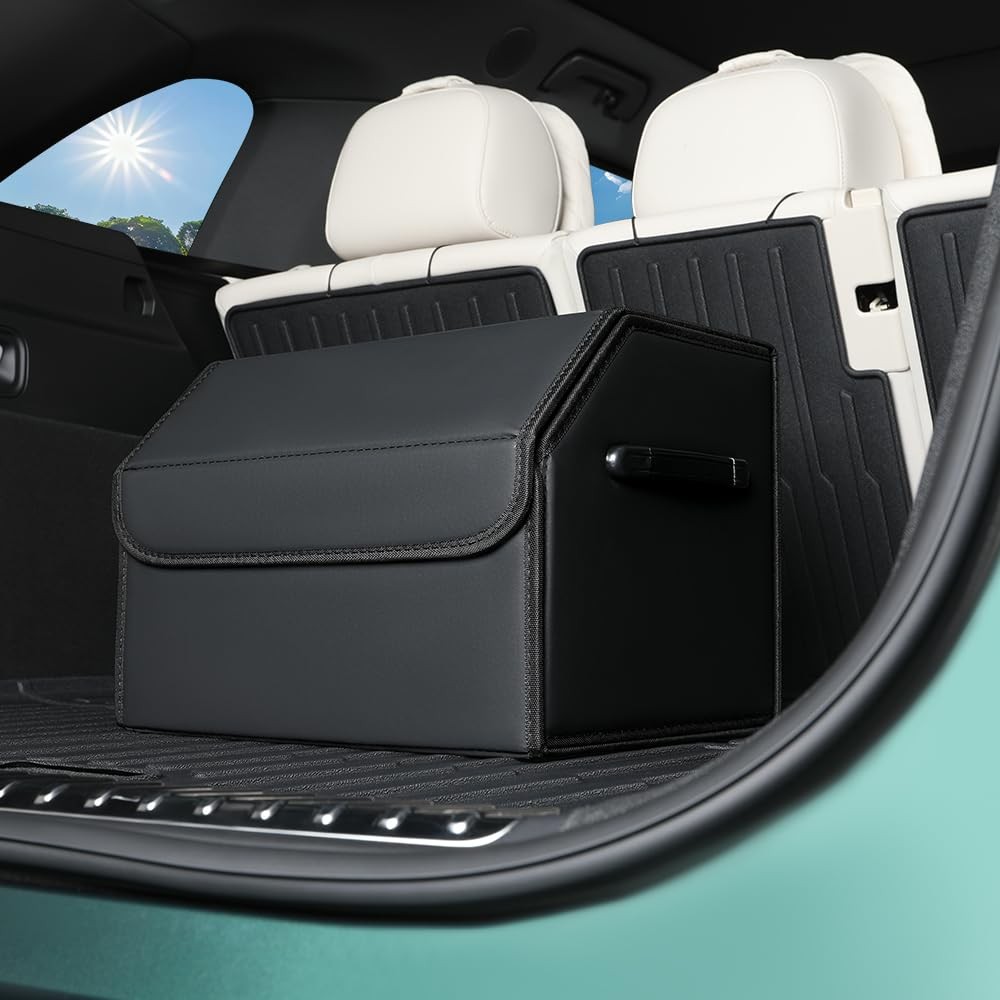 Car Trunk Organizer Leather Sturdy Waterproof Collapsible Storage SUV Sedan