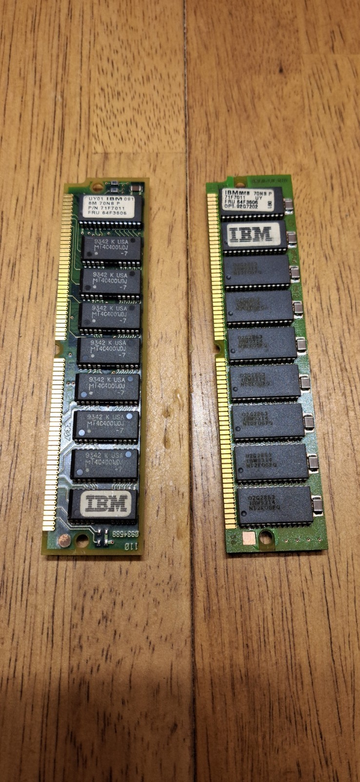 2x Vintage IBM 71F7011 8MB PS/2 FPM SIMM RAM Parity 72pin FRU 64F3606 Memory