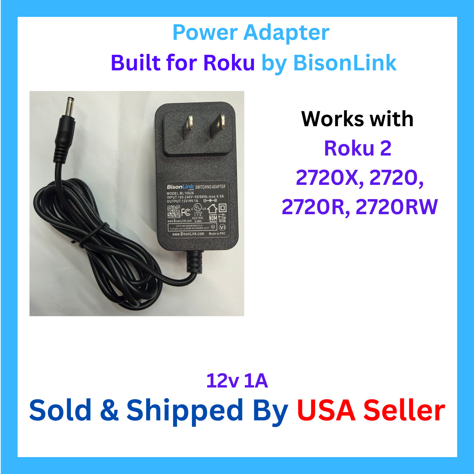 12V DC AC Adapter For Roku 2 2720X 2720 2720R 2720RW WA-12M12FU PA-1120-42RU PSU