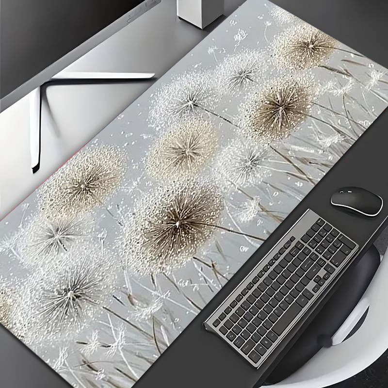 1pc Diatom Mud Extra Large Mouse Pad | Card Game Mat, Gray Hand-Drawn Dandelio