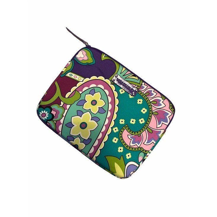 Vera Bradley Lilli Bell Floral Paisley Padded Laptop Tablet Sleeve Purple Teal