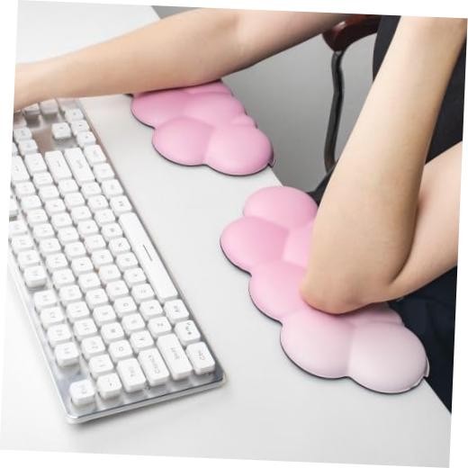 Pink Elbow Pad for Desk,L-Shaped Cloud Wrist Rest, 2pcs Desk Edge White Pink