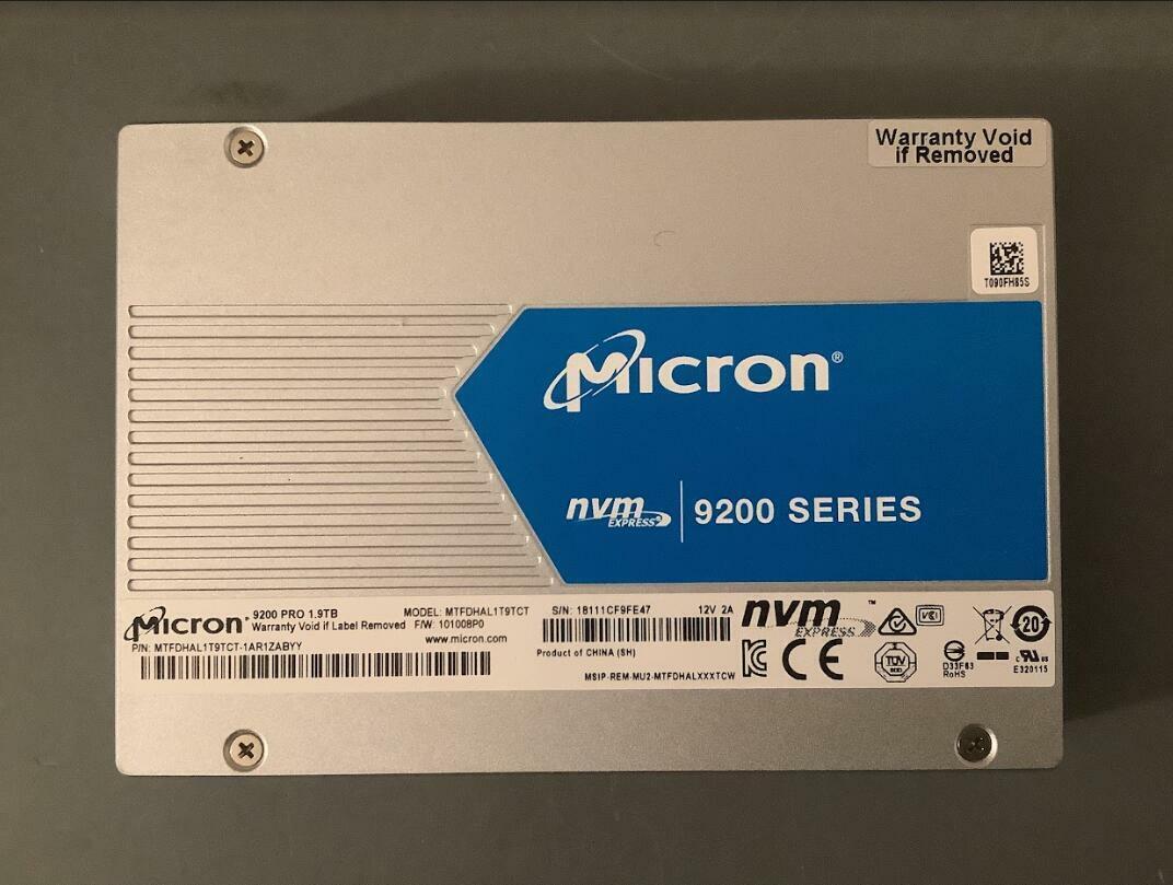 MTFDHAL1T9TCT Micron 9200 PRO 1.9TB 12V 2A SSD MTFDHAL1T9TCT-1AR1ZABYY