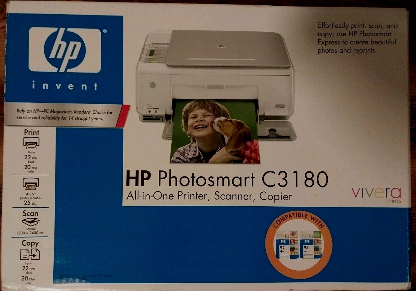 Printer HP Photosmart C3180 All in One Color Inkjet Scanner Copier Computer USA