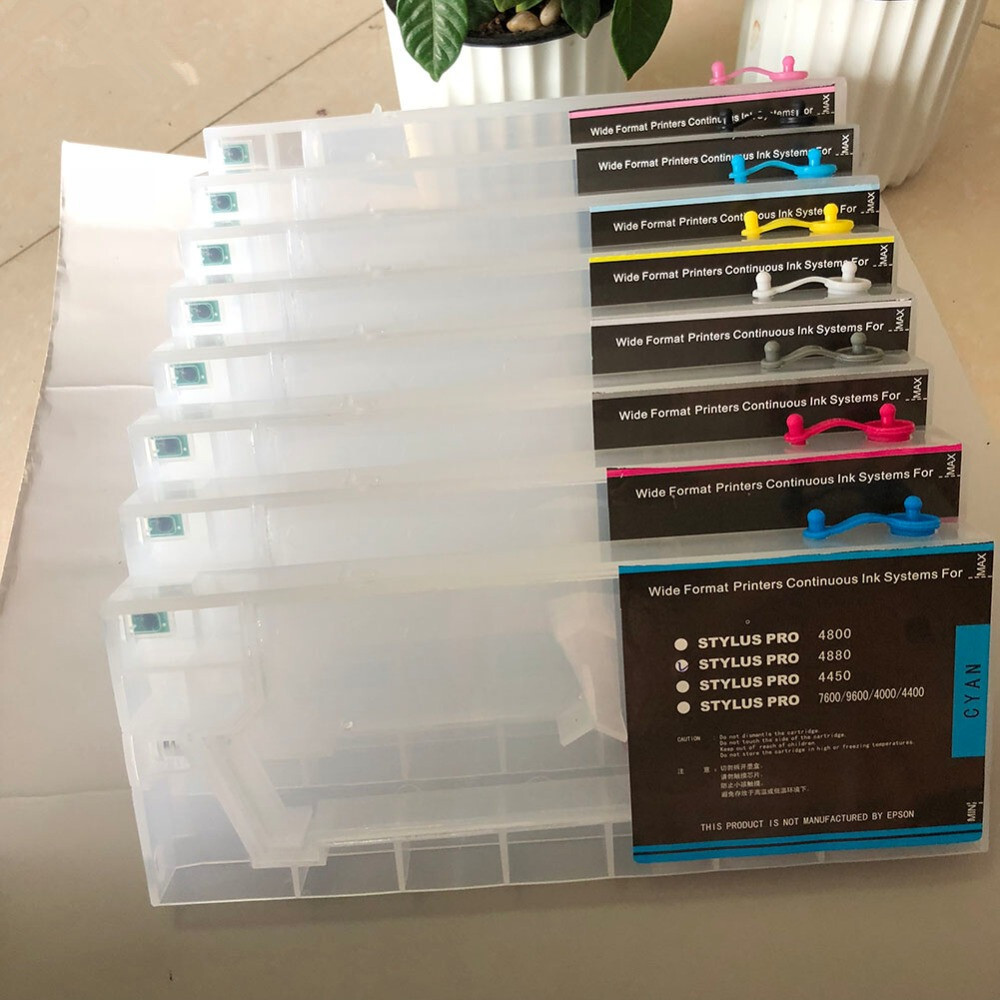 8PC Refillable Ink Cartridge With Chip For Epson 4800 4880 7600 9600 printer