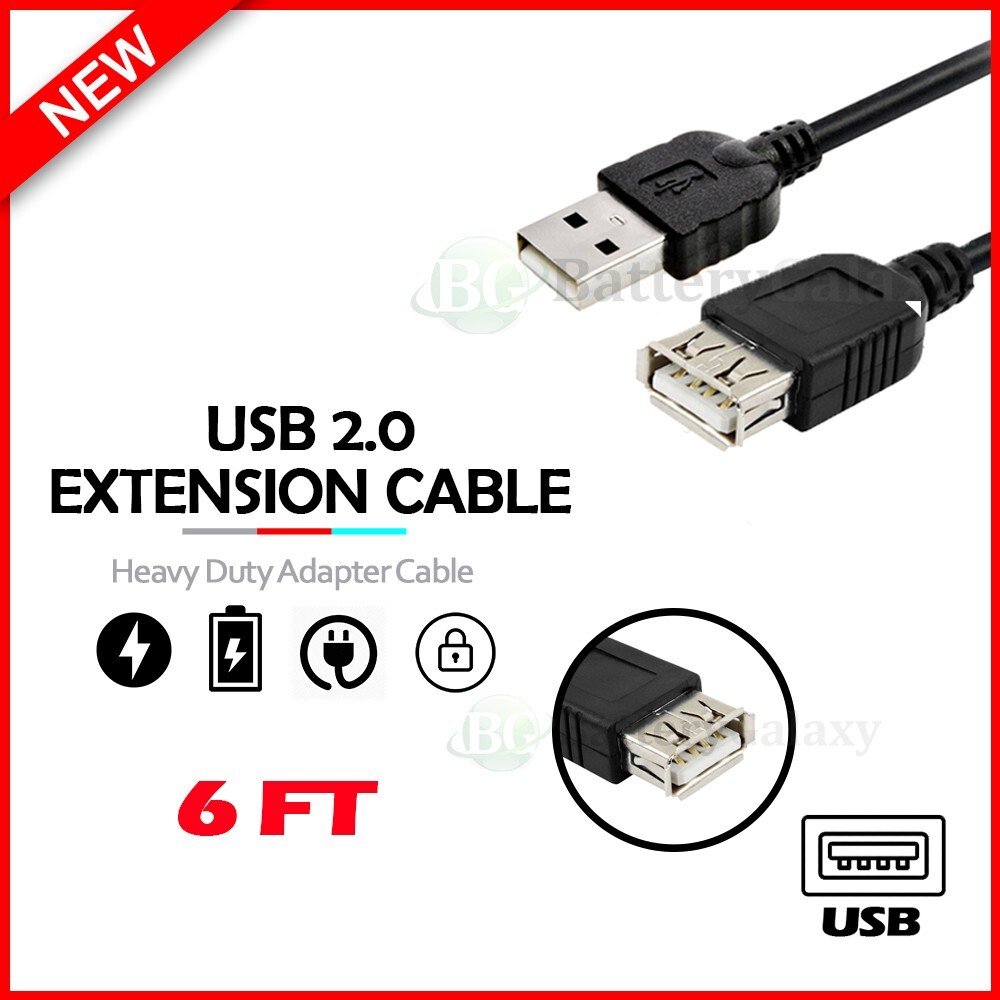 Quality 6ft 2M Foot USB 2.0 Extension Cable Male Type A to Female Cord Adapter