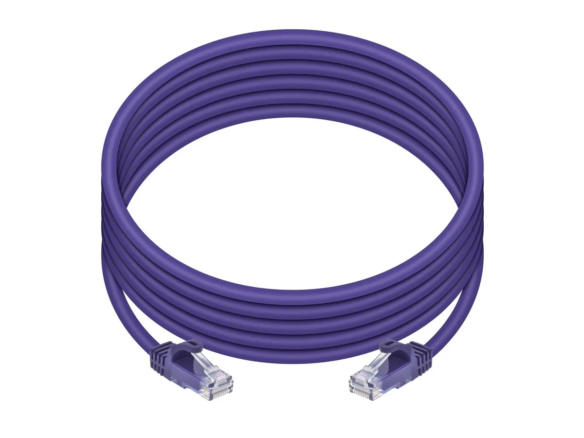 Monoprice FlexBoot Cat6 Patch Cable 50ft Purple Snagless RJ45 550MHz UTP 24AWG