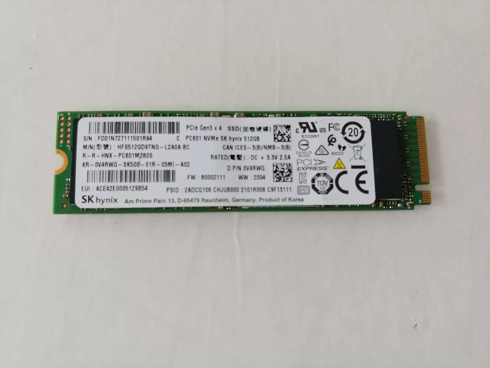 SK Hynix PC601 HFS512GD9TNG 512 GB NVMe 80mm SSD
