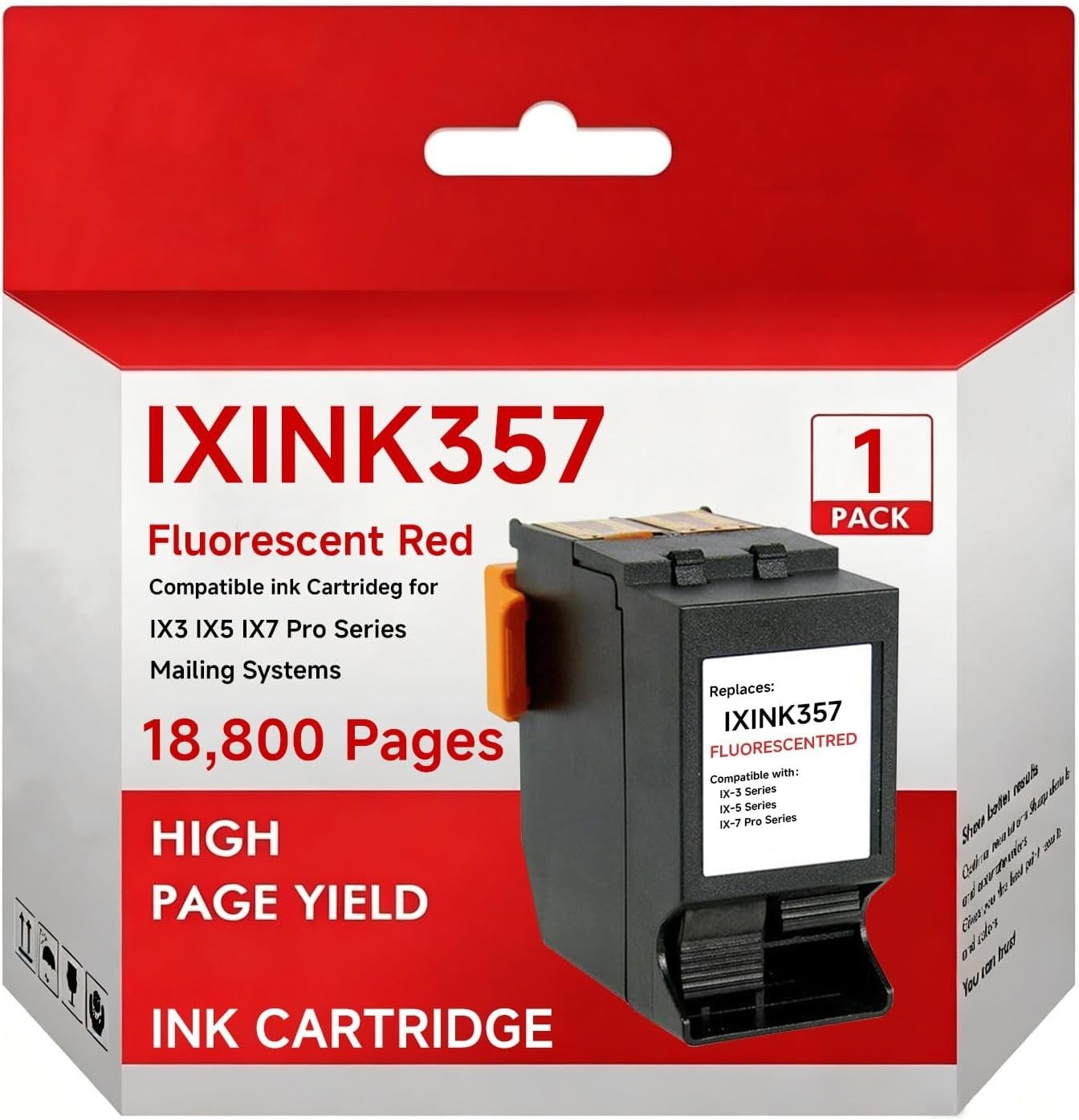 IXINK357 Red Ink Cartridge for Quadient iX-3, iX-5, iX-7, iX-7PRO Postage Meters